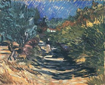 Vincent Van Gogh : A Road at Saint-Remy with Female Figure